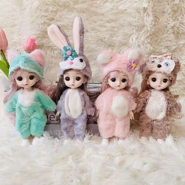 Bambole 17 cm BJD bambola e vestiti multipli giunti mobili rimovibili Mini ragazza occhi 3D vestire regali di compleanno 231122