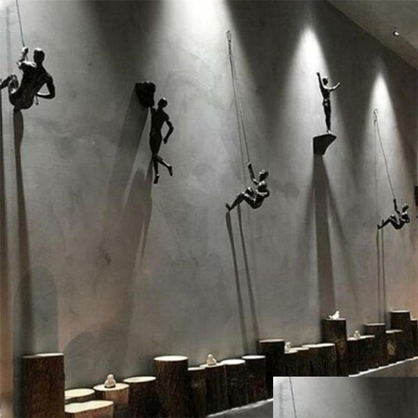 Objetos decorativos estatuetas o alpinista pessoas resina homem parede pendurado decoração estilo industrial arte scpture figuras estátua creati dh1qy