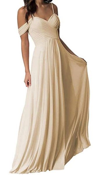Платье подружки невесты женская милая воротника А-линия темперамент розовый шампанский шифоновый шифоновый прием 2023