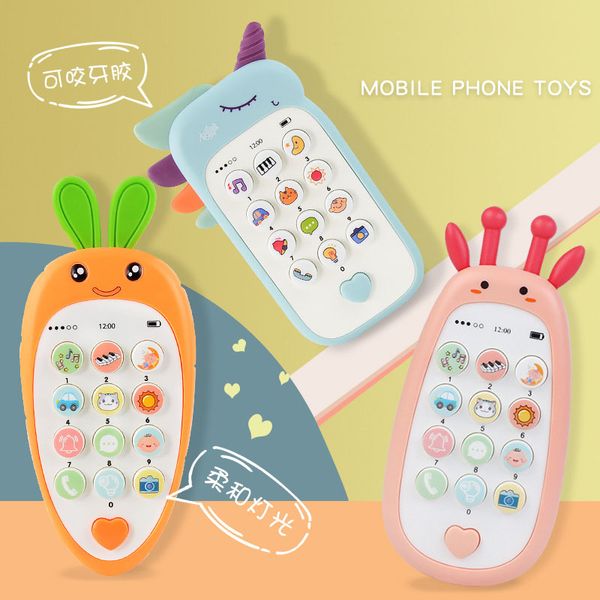 Atacado telefone do bebê brinquedo música som telefone dormir brinquedos com mordedor simulação telefone crianças infantil brinquedo educativo precoce crianças presentes