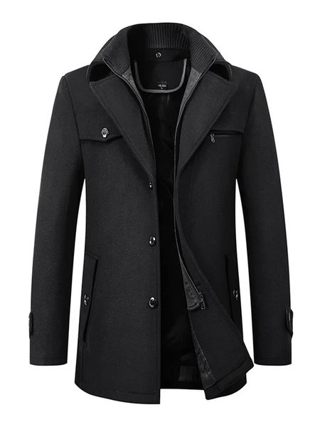 Мужская смешанная куртка зима-осень мужское длинное ветрозащитное пальто повседневное плотное облегающее мужское пальто распродажа 231123