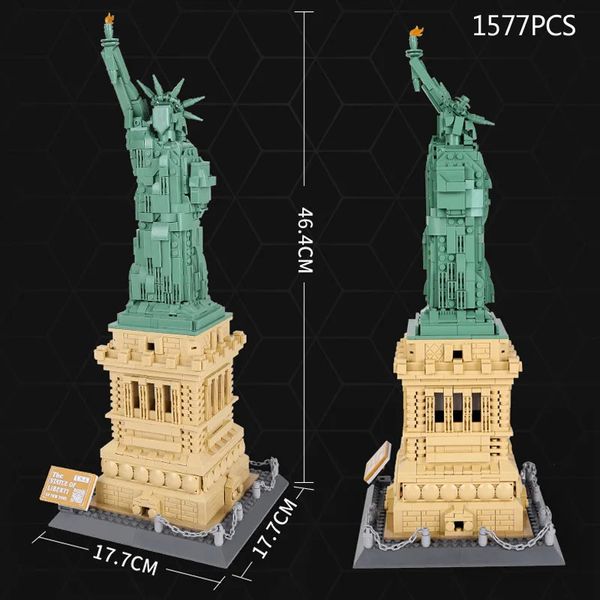Blocks World Famous Modern Architecture Statue Of Liberty York United States Building Block Assemble Model Bricks Toy For Gift 231123