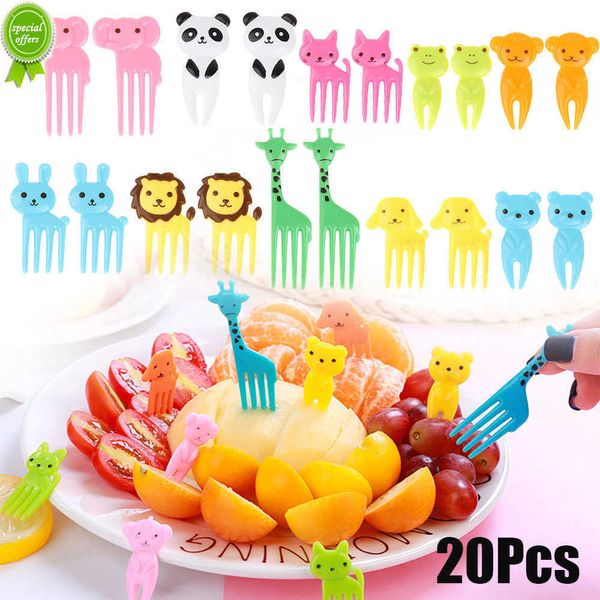 Nuove Mini Forchette Cibo per Animali Picks per Bambini Carino Forchetta da Frutta Bento Box Decor Riutilizzabile Cartoon Bambini Snack Torta Dessert Pranzo Pick