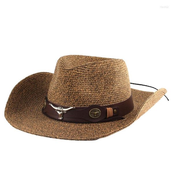 Breite Krempe Hüte Cowboyhut Herren Sun Fedora Handmade Belt Beach Straw Jazz Für Herren UV-Schutz Cap Chapeau Femme B15