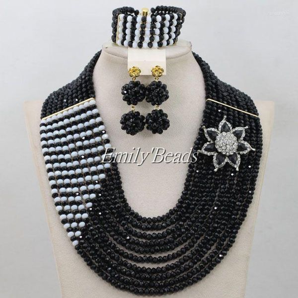 Brincos de colar Set Women Wedding Black Nigerian African Fantaspume Minchas Aij478