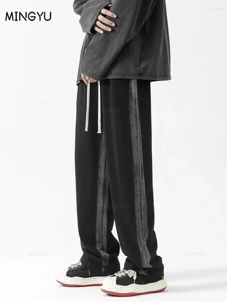 Мужские брюки, толстые трикотажные мужские хлопковые модные широкие спортивные штаны для бега, корейская уличная одежда Y2K, мешковатые повседневные брюки в стиле Харадзюку, мужские