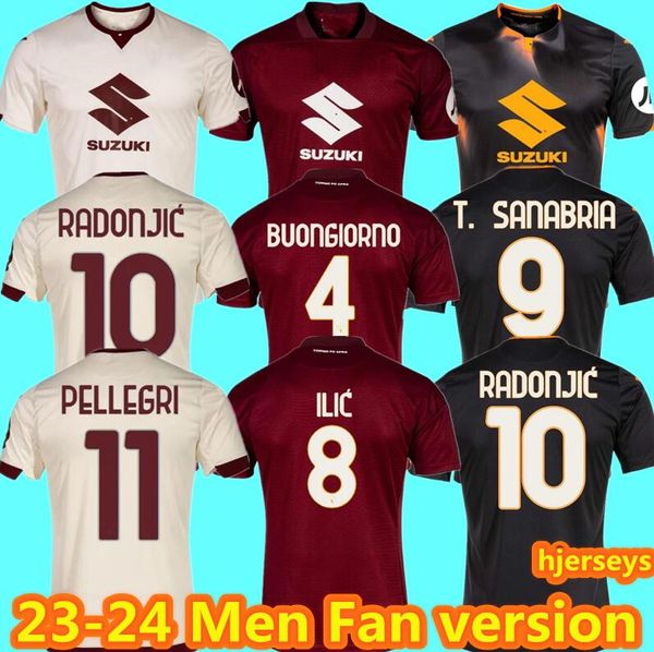 23 24 Torino FC RICCI Herren-Fußballtrikots SINGO T. SANABRIA ILIC PELLEGRI ZIMA BUONGIORNO 2023 2024 Heim-Auswärts-Fußballtrikots in limitierter Auflage