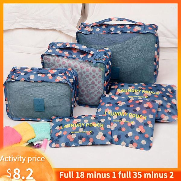 Bolsas de armazenamento 6pcs/set Travel Packing Say Divider Organizer Bag para acessórios para kits de viagem