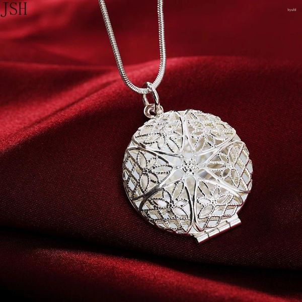 Pendenti all'ingrosso 925 collana in argento sterling elegante fascio di telaio po gioielli donne nobili rotonde catena a ciondoli