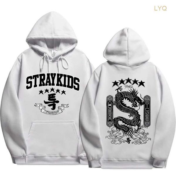 Hoodies dos homens moletons 2023 New Stray Kids 5 Star Hoodie Y2K Moda Dragão Padrão e Moletom Feminino Coreano Street Hip Hop EIKW