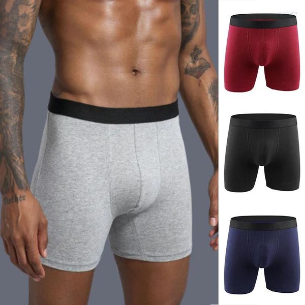 Unterhosen Plus Size Herren Boxer Briefs Mann Sport Höschen Männer Kurze Unterwäsche Sport Underpantes Anti-Verschleiß Bein Laufen Fitness