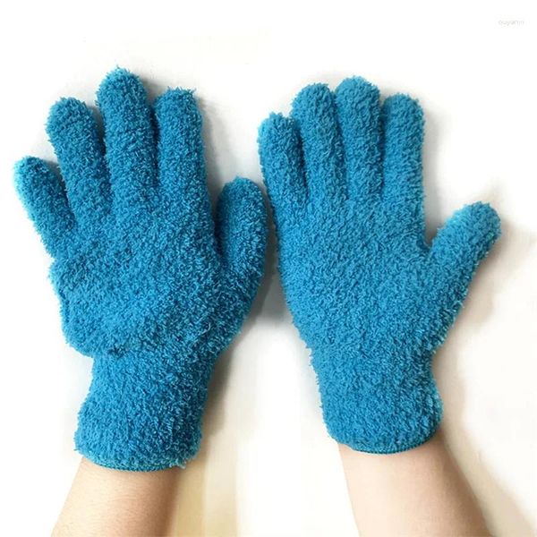 Tek kullanımlık eldivenler 1 çift mavi araba yıkama temizleme toz eldiven elyaf konforu yarı polar