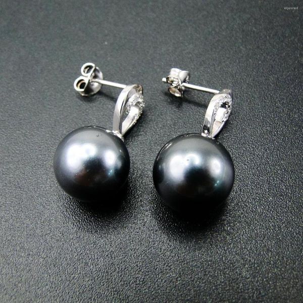 Ohrstecker Antik Design Ohrring Natürliche Schwarze Perle 925 Sterling Silber Schmuck Für Frauen