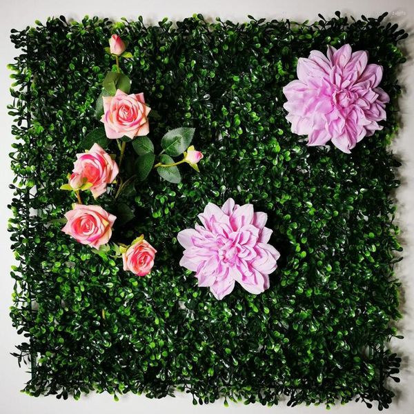 Flores decorativas de 50 cm de flor artificial plant rattan painol falsa simulação simulação turf folha verde grama subtropical malha grade parede