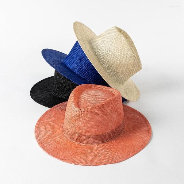 Wide Brim Hats Damen Sommerhut Panama Sisal Stroh Fedoras DIY Hochzeit Party Base Jazz Top Sun