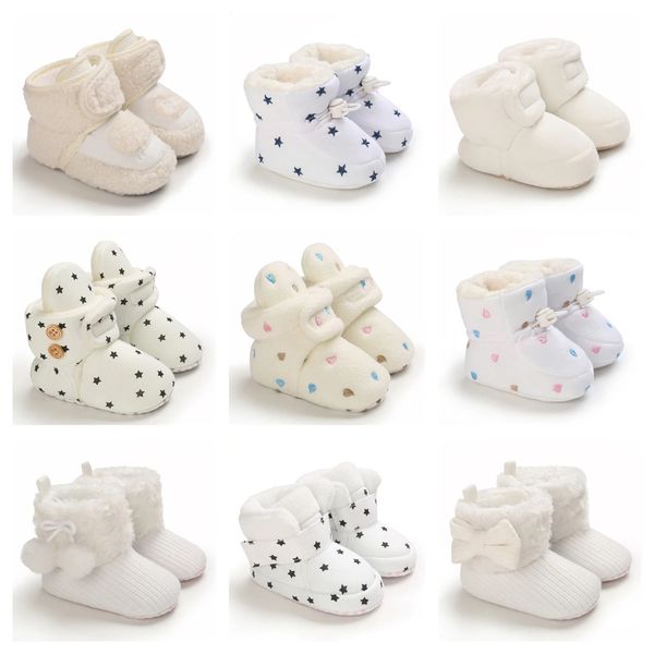 Primeiros caminhantes nascidos bebê meias sapatos menino menina estrela criança botas algodão conforto macio antiderrapante quente infantil berço 231122