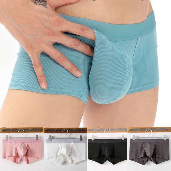 3 pezzi biancheria intima sexy da uomo con apertura sul cavallo Lingerie boxer traspirante mutandine per il sesso moda morbida custodia rigonfiante mutande Cueca