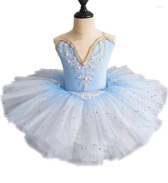 Palco desgaste profissional ballet tutu para meninas crianças prato panqueca lago cisne bailarina dança desempenho dancewear collant saia