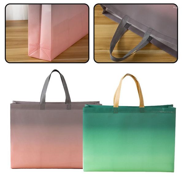 Bolsas de armazenamento 1pc simples bolsa dobrável não tecida gradiente reutilizável colorida tiro portátil portátil à prova d'água de compras por atacado