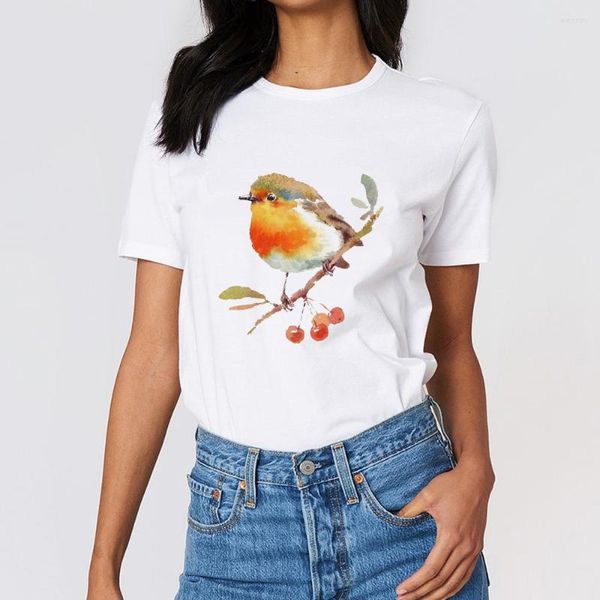 Женские футболки T Рубашки с маслом живопись птичьи женские футболки с искусственной модой 2023 Pinterest одежда Y2K Эстетическая бразильская писательская писатель