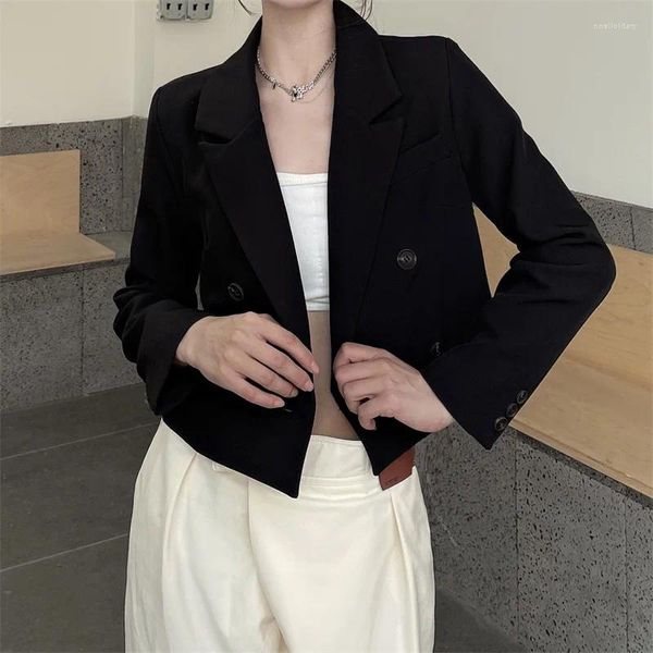 Abiti da donna Primavera Autunno Blazer corto coreano Donna Tinta unita Y2k Capispalla semplice Giacca da ufficio a maniche lunghe per adolescenti