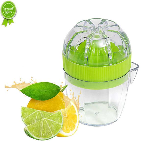 Kapak Plastik Manuel Limon Strakatı Turuncu Basın Kupası Narenciye Sıkışçısı ile Yeni Limon Squeezer Pour Spout Meyve Araçları KC0130