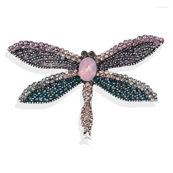 Broches Moda inseto libélula broche de cristal feminino shinestone Animal Pin Corsage Acessórios de jóias para presentes de férias por atacado