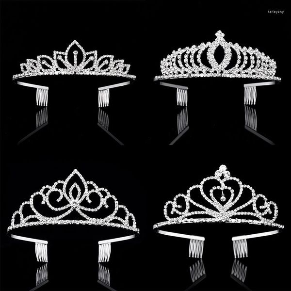 Clipes de cabelo Moda Moda Cores de prata Tiaras Rhinestones Crystal Crown for Women Jewelry Bride Party Crowns Acessórios de casamento