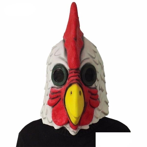 Partymasken Weißer Latex Hahn Adts Mad Chicken Cockerel Maske Halloween Gruselig Lustige Maskerade Cosplay 220704 Drop Lieferung Home Gard Dhbks