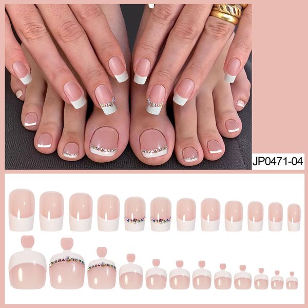 Pressione nas unhas unhas de luxo unhas de unha rosa e aprimoramento de unhas do pé de acaso acabado conjunto de unhas False usando aprimoramentos de unhas