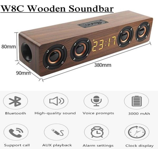 Altoparlanti portatili Altoparlante Bluetooth 4 TV Soundbar Woofer Colonna sonora Subwoofer con display orologio a LED Radio FM Sistema acustico Bo4585483