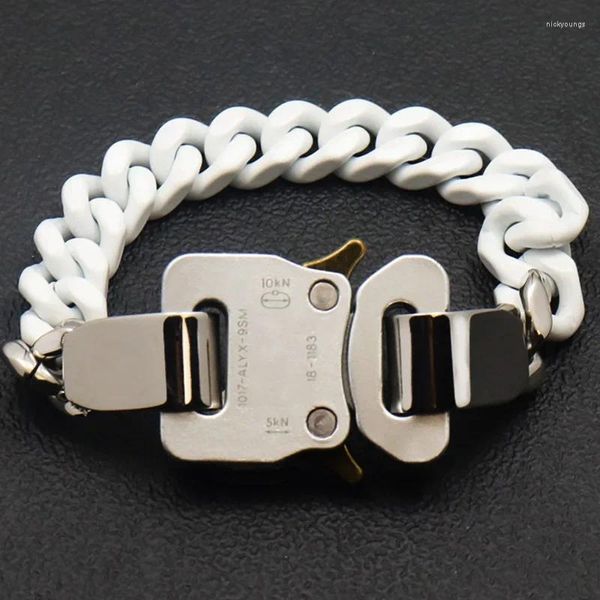 Link pulseiras preto branco cerâmica cozimento pintura alyx fivela pulseira 1:1 de alta qualidade diário all-match masculino feminino moda jóias