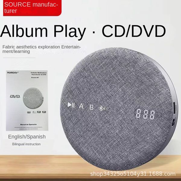 Dvd/cd player sem fio, conexão bluetooth, suporte para transmissão, reprodução de disco u, gravador de voz, cd player, walkman