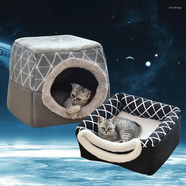 Camas de gato cama de estimação para gatos cães cães ninho macio canil caver