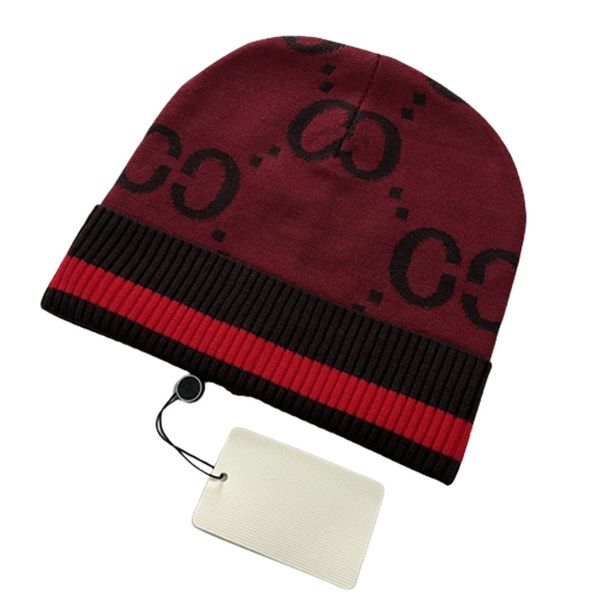 Moda Tasarımcı Şapkalar Erkek ve Kadınlar Beanie Sonbahar/Kış Termal Örgü Şapka Kayak Markası Bonnet Yüksek Kalite Ekose Kafatası Şapkası Lüks Sıcak Kap q-17