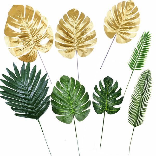 Couronnes De Fleurs Décoratives 510pcs Artificielle Or Vert Feuille De Tortue Dispersée Queue Faux Soie Plante Pour Mariage Fête D'anniversaire Décor À La Maison Feuilles De Palmier 230422