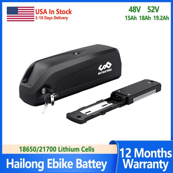 US-Aktien-Elektrofahrradbatterie Hailong-Lithiumbatterie 48V 52V 15ah 18ah Unterrohr-eBike-Batterie für 1500W-250W-Motor