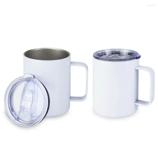 Tassen Großhandel Edelstahl Doppelwand 12 Unzen Becher Sublimation Kaffeetassen mit Deckel und Strohhalmen