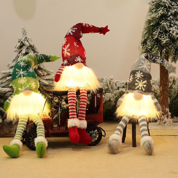 Other Event Party Supplies Weihnachten Faceless Doll Gnome Ornaments LED Light Plüsch Knitting Crafts Pendant Decor Dekorations for Home Kids Gift 230422