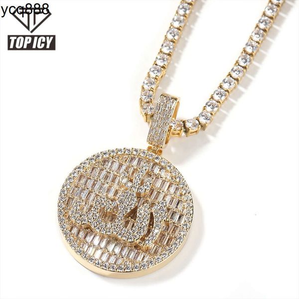 Хип-хоп круг арабский мусульманский символ ислама кулон ожерелья Iced Out имя Аллаха кулон ожерелья с бриллиантами Cz