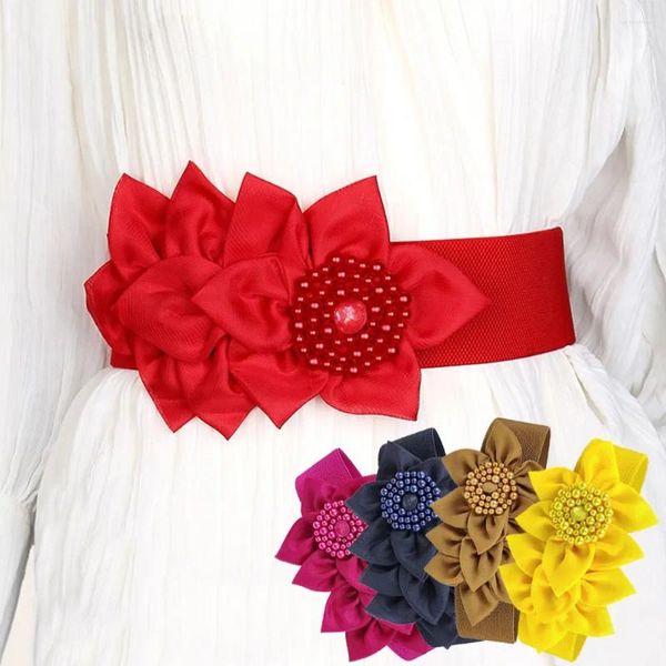 Cinture Abito largo a fiori Cintura decorativa Cintura elastica da donna Cinch Grandi cinturini Corsetto colorato Vita solida per ragazze elasticizzate