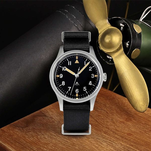 36 mm Herren-Pilotenuhr Vh31, Quarzwerk, Sweep-Sekunden-Quarzserie, einfacher Stil, Nylonarmband, 10 bar, leuchtend