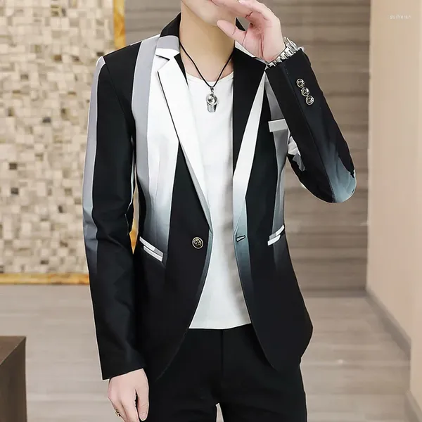 Мужские костюмы Бутик Молодежный тренд Корейская версия британского стиля Тонкий красивый маленький формальный одиночный западный пиджак