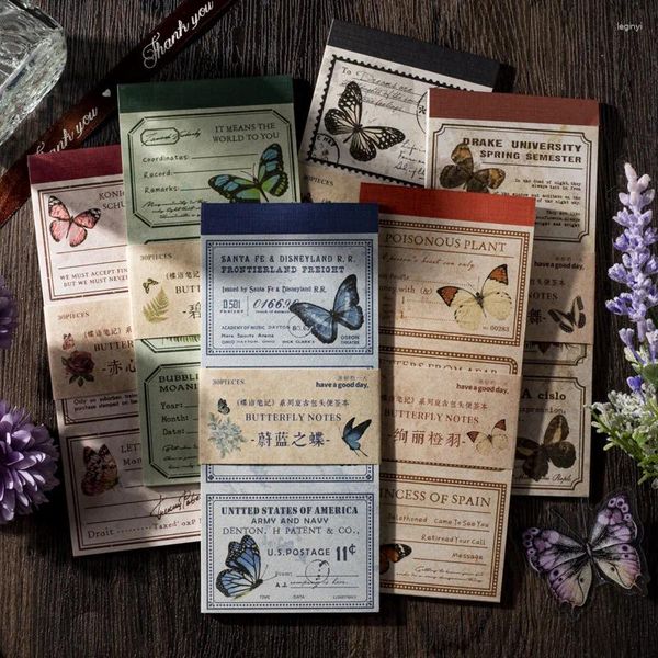 6 TEILE/LOS Schmetterling Langu Serie Retro Kreative Dekoration DIY Papier Memo Pad