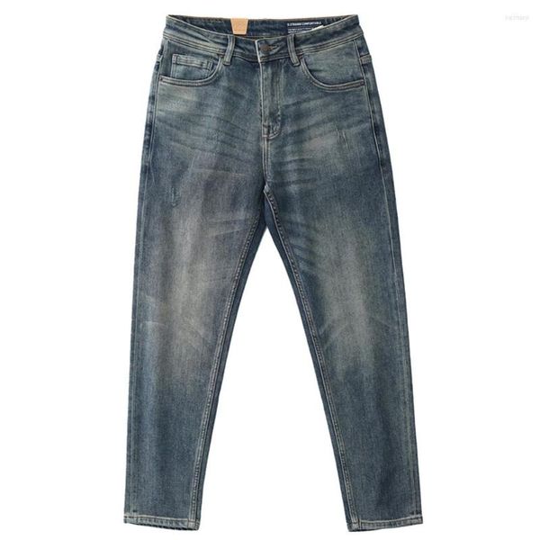 Jeans da uomo Primavera Lavaggio microelastico da uomo Do Old Grey Slim-fit Feet N Pantaloni casual retrò