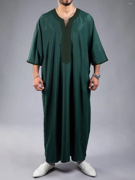 Roupas étnicas 2023 bordado tradicional homens boubou jalabiyas jubbah muçulmano masculino thobe marrocos thobes islâmico ramadan robe