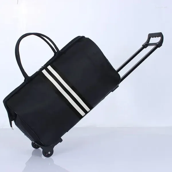 Malas de viagem listradas saco impermeável nylon trolly para viajar homens sacos de viagem mala de cabine dobrável com rodas xa225c