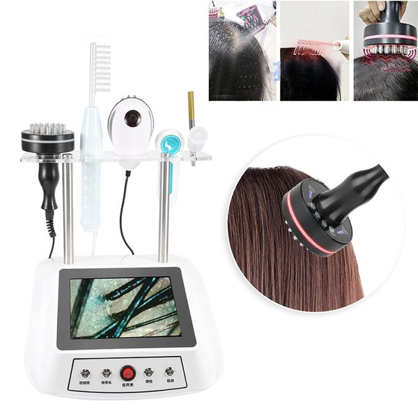 2024 tendência máquina de análise de saúde do cabelo 5 em 1 cuidados com o couro cabeludo esterilização regulação de secreção de óleo instrumento de massagem de cabeça vibratória