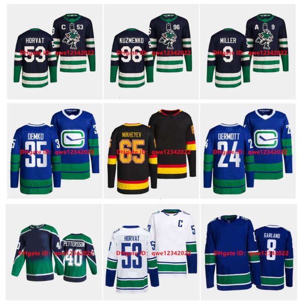 Reverse GH Retro 2022-23 Maglia da hockey Bo Horvat Canucks Andrei Kuzmenko Vancouver Quinn Hughes JT Miller Conor Garland Travis Dermott Thatcher rara