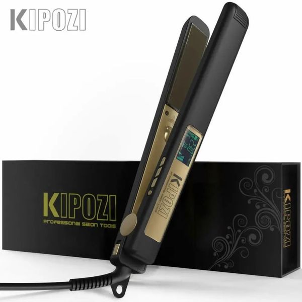 Alisadores de cabelo Kipozi Professional Hair Striaghtener Dual Volotag Aquecimento Instantâneo Flat Iron 2 em 1 Modelador de Cabelo LCD Digital Display 231122